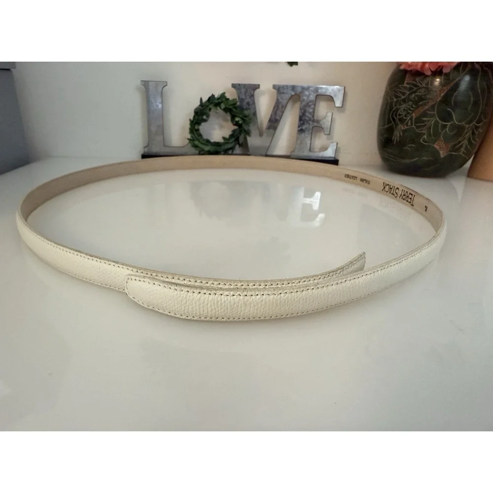Terry‎ Stack Size XL Minimalist Belt Off White Italian Leather Hook Loop Closure